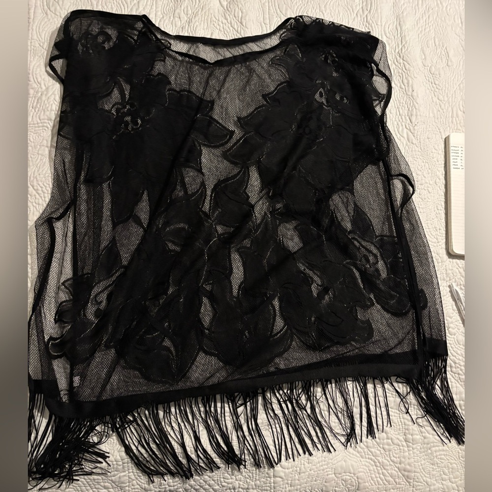Black lace bathing suit cover up